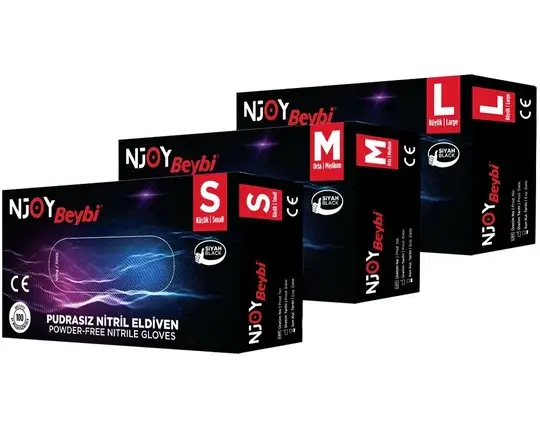 Beybi Njoy Pudrasız Siyah Nitril Eldiven