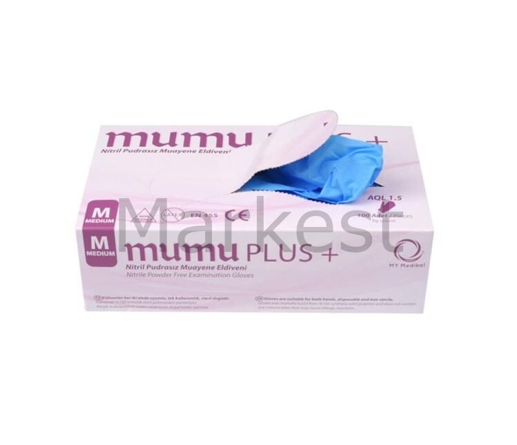 Mumu Plus Pudrasız Mavi Nitril Eldiven