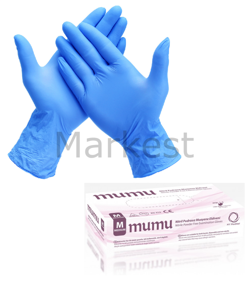 Mumu Plus Pudrasız Mavi Nitril Eldiven