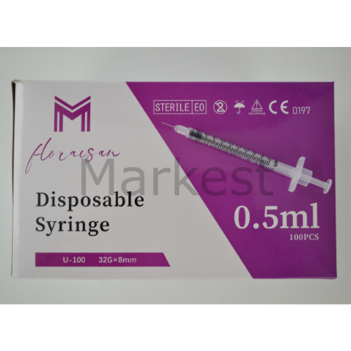 Floraison 0,5ml İnsülin (Botox) Enjektörü 32G 8MM 100'lü kutu