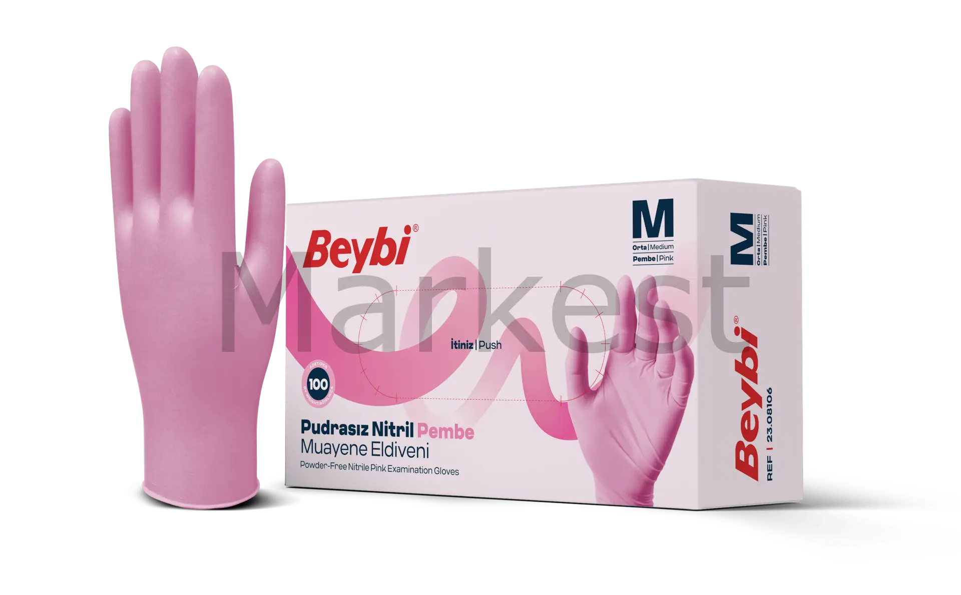 Beybi Pudrasız Pembe Nitril Eldiven