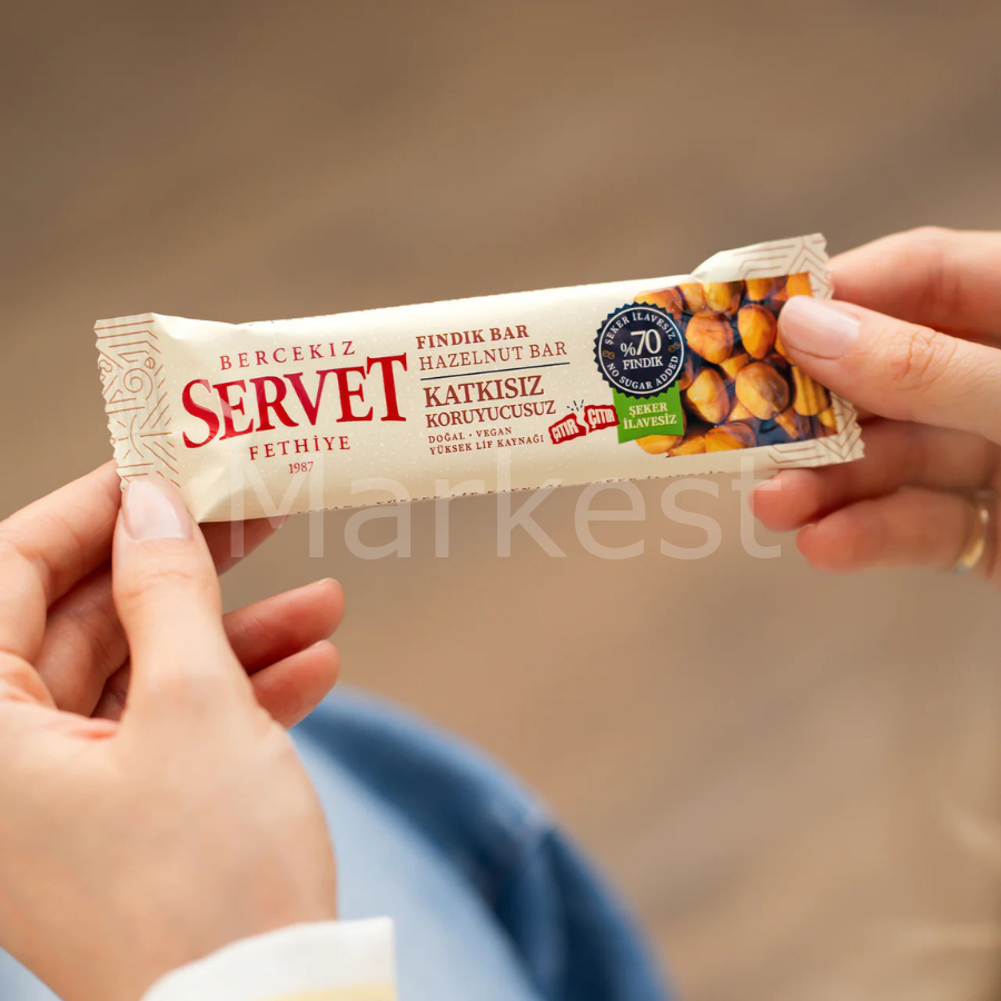 Servet Şeker İlavesiz Fındık Krokan Bar 20g