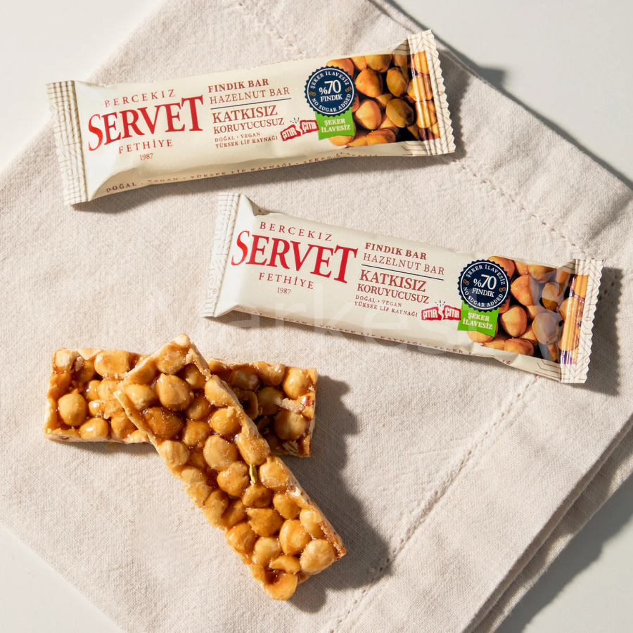 Servet Şeker İlavesiz Fındık Krokan Bar 20g