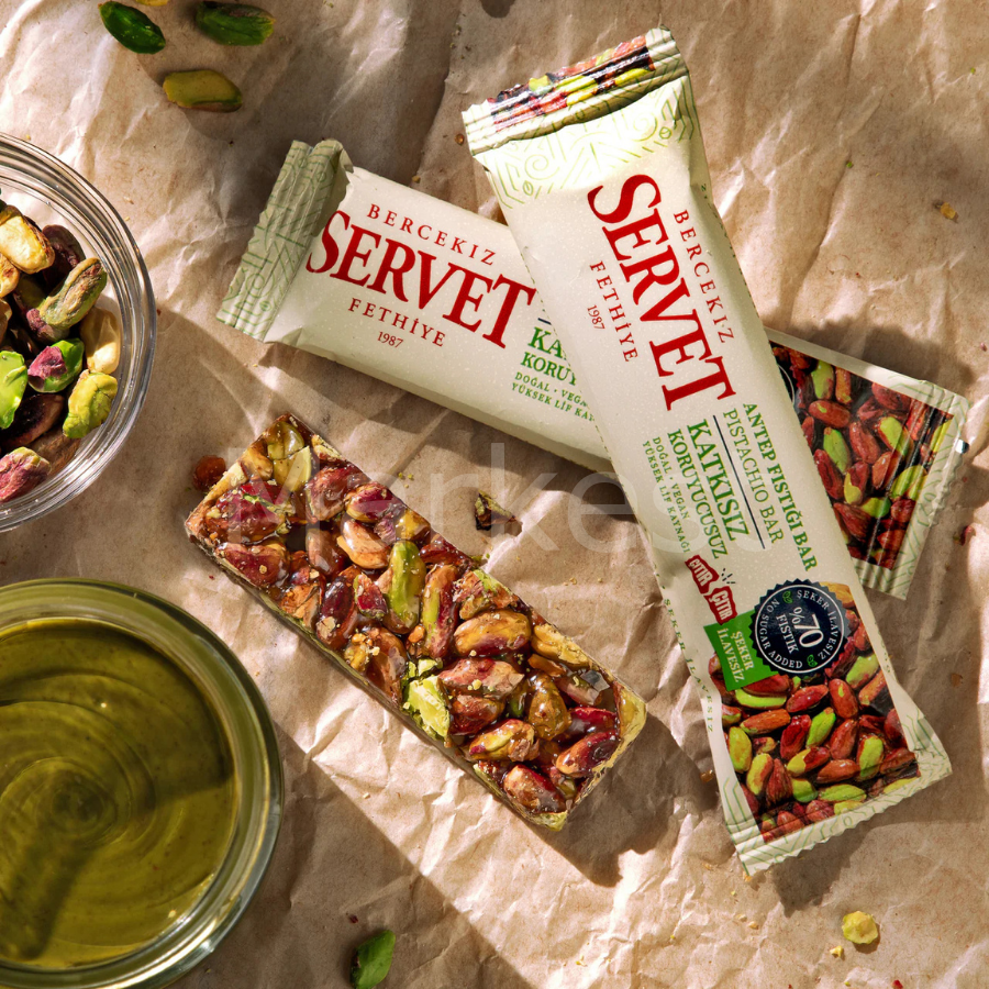 Servet Şeker İlavesiz Antep Fıstığı Krokan Bar 20g