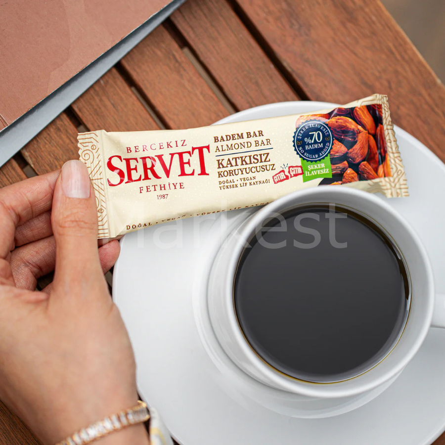 Servet Şeker İlavesiz Badem Krokan Bar 20g