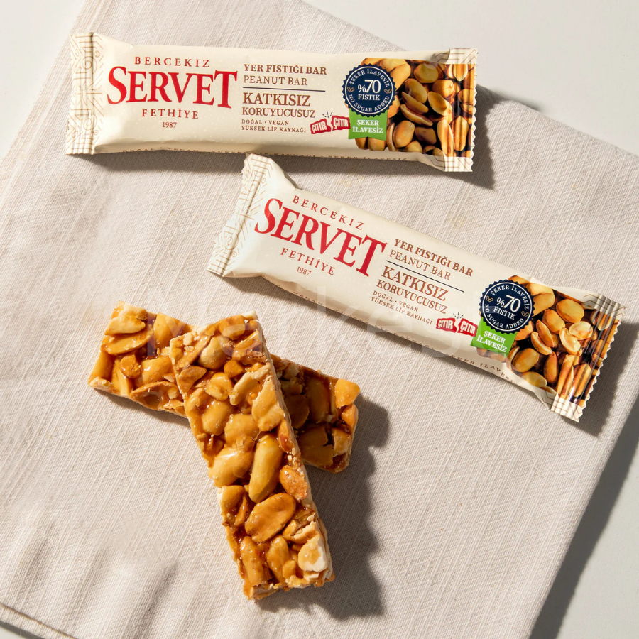 Servet Şeker İlavesiz Yer Fıstığı Krokan Bar 20g
