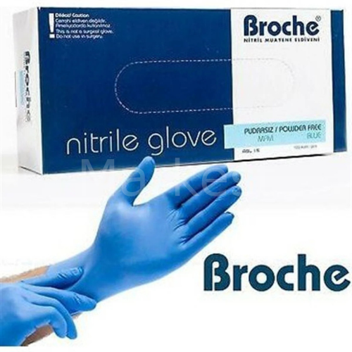 Broche Pudrasız Mavi Nitril Muayene Eldiveni