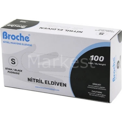 Broche Pudrasız Siyah Nitril Muayene Eldiveni