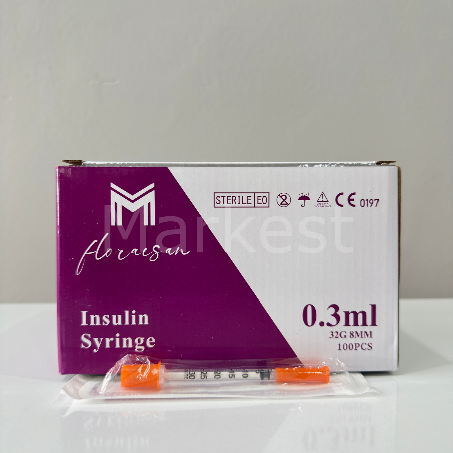 Floraison 0,3ml İnsülin (Botoks) Enjektörü 32G 8MM 100'lü kutu(Kopya)